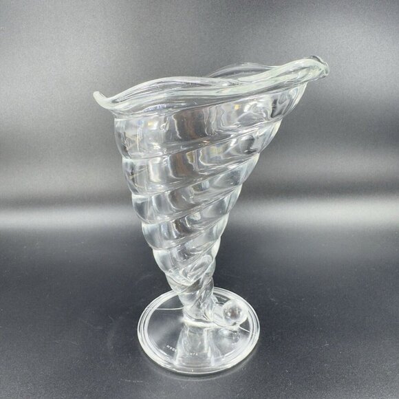Bormioli Rocco Cornucopia Horn Shape Optic Crystal Clear Ice Cream Gelato Dish - Picture 12 of 12